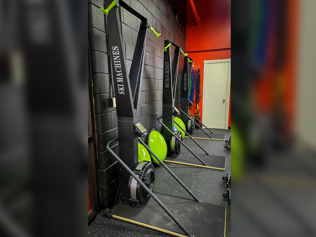 A row of Elite Pro Ski Machines.