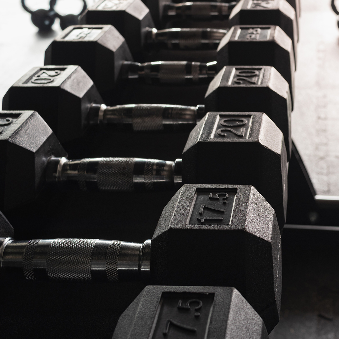 set of hex dumbbells