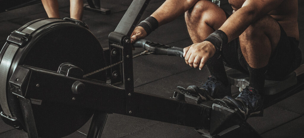 image of a man rowing