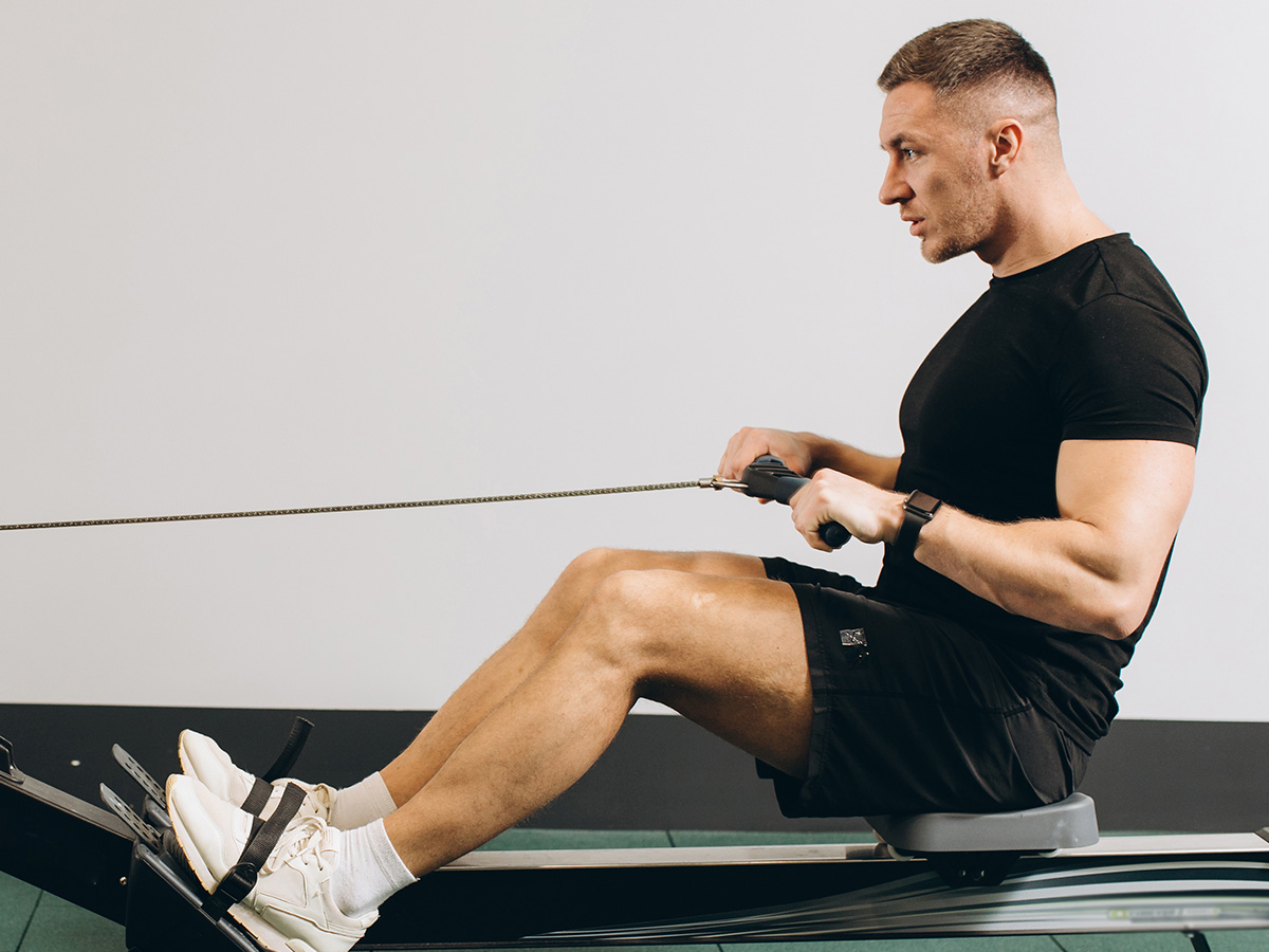 image of a man rowing