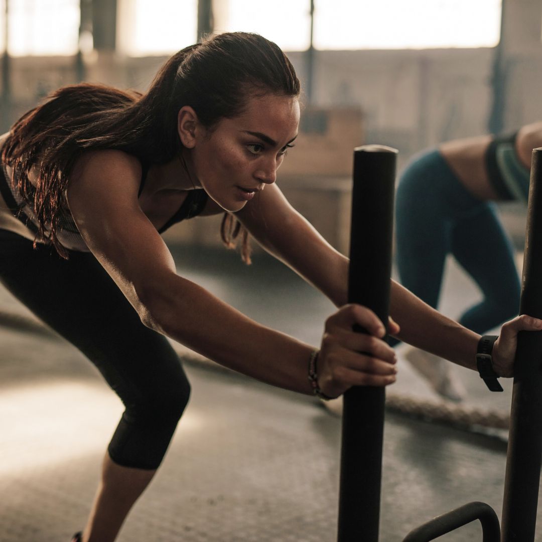 Woman working out at a gym